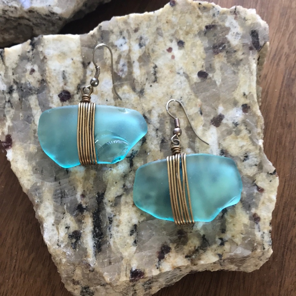 Beach glass earrings
